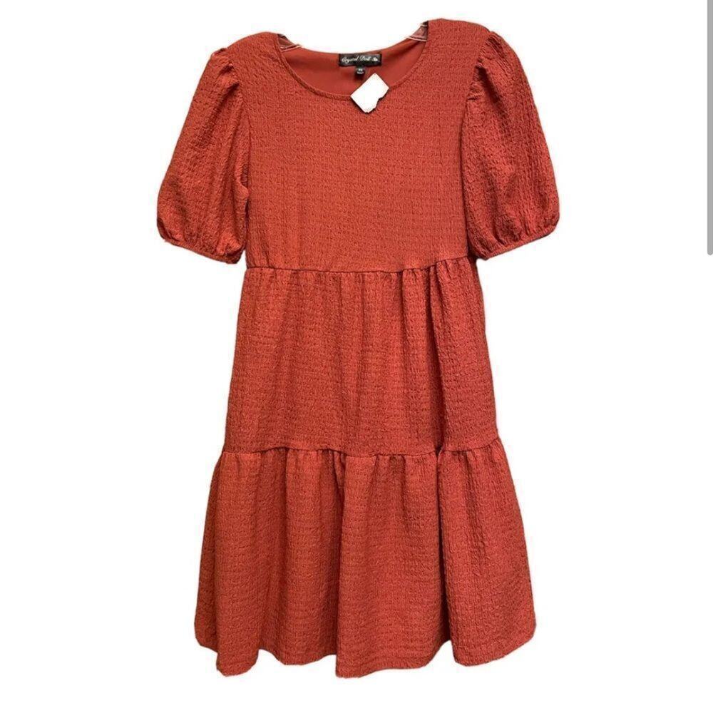 New CRYSTAL DOLL Dress Womens XS Shift Tiered Short Sleeve NWT